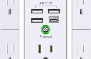 Wall Charger, Surge Protector, QINLIANF 5 Outlet Extender with 4 USB Charging Ports
