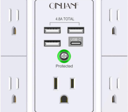 Wall Charger, Surge Protector, QINLIANF 5 Outlet Extender with 4 USB Charging Ports