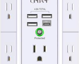 Wall Charger, Surge Protector, QINLIANF 5 Outlet Extender with 4 USB Charging Ports
