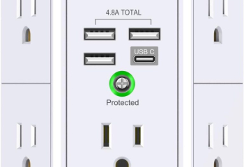 Wall Charger, Surge Protector, QINLIANF 5 Outlet Extender with 4 USB Charging Ports