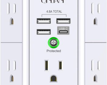 Wall Charger, Surge Protector, QINLIANF 5 Outlet Extender with 4 USB Charging Ports
