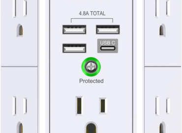 Wall Charger, Surge Protector, QINLIANF 5 Outlet Extender with 4 USB Charging Ports